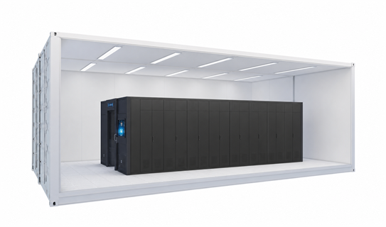 Prefabricated IT container with integrated data-centre racks