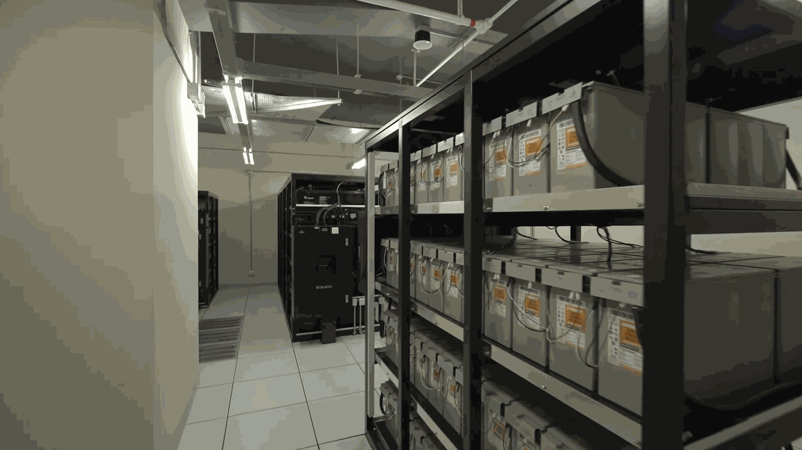 Battery room inside an energy-resilient data center
