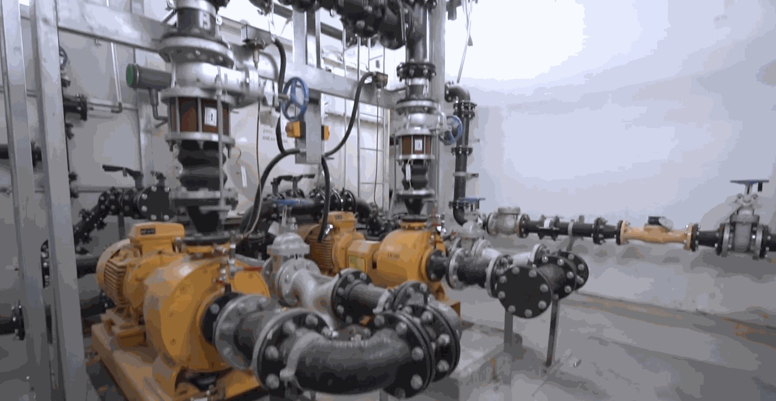 Water pump room inside a green data center plant