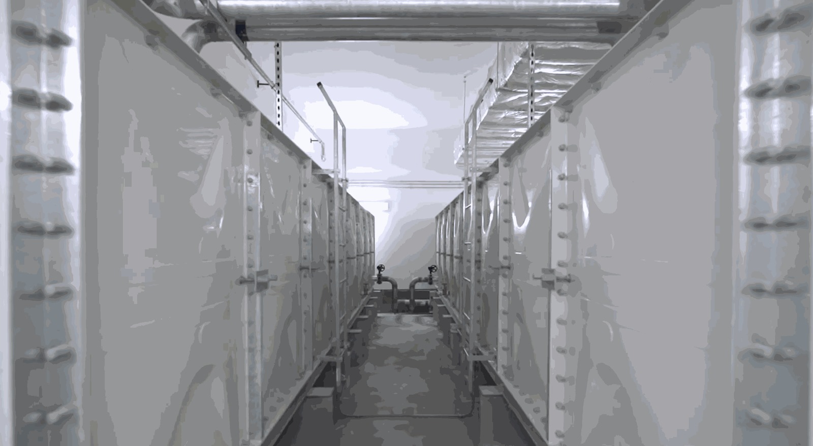 Water tank room used in facility cooling systems